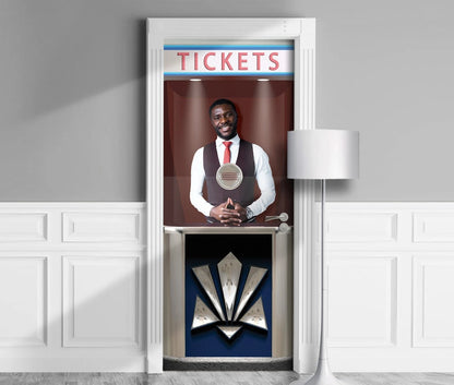 Cinema Ticket Booth with Cheerful Usher