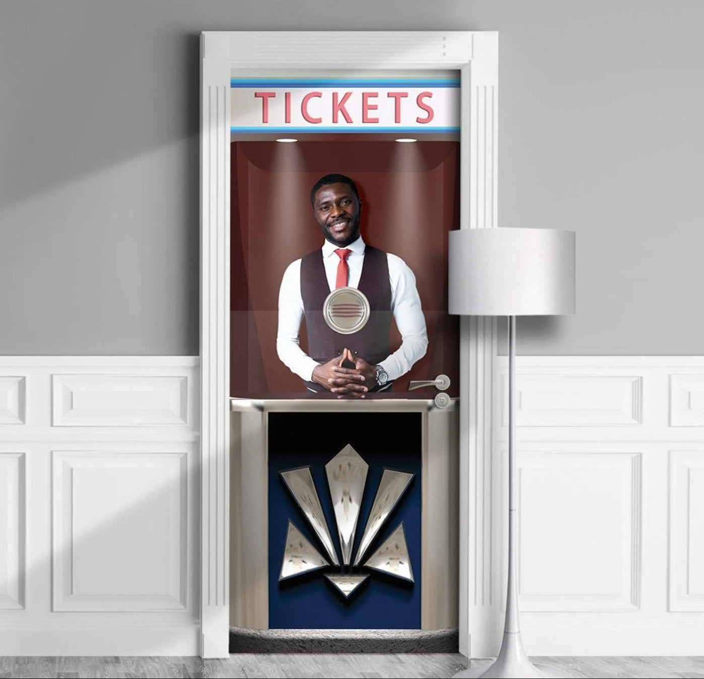 Retro Movie Theater Door Wrap | Ticket Booth