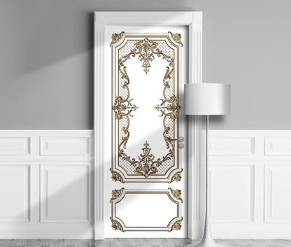 White Classic Molding door sticker mural