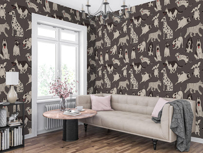 Dog Pattern Wallpaper, Wall Mural, Tapestry