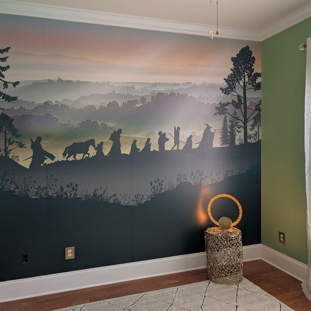 Walking Fellowship wall mural decal, Wallpaper. Hanging murals for walls. Pastel palette