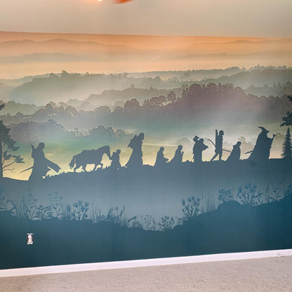 Walking Fellowship wall mural decal, Wallpaper. Hanging murals for walls. Pastel palette