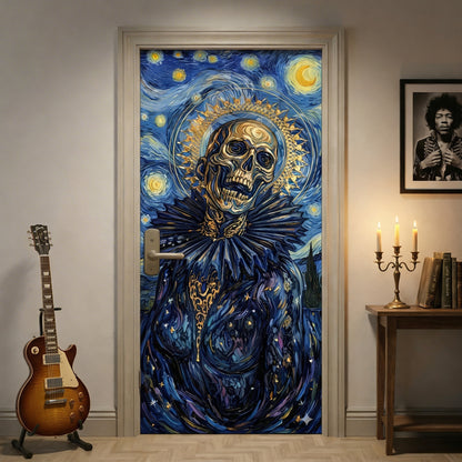 Darkness in Van Gogh's Starry Night door sticker mural, wrap, cover. 1 piece, self-adhesive