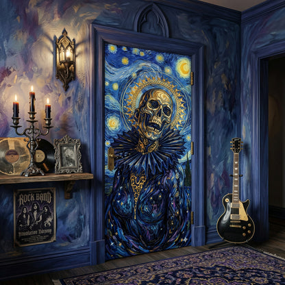 Darkness in Van Gogh's Starry Night door sticker mural, wrap, cover. 1 piece, self-adhesive