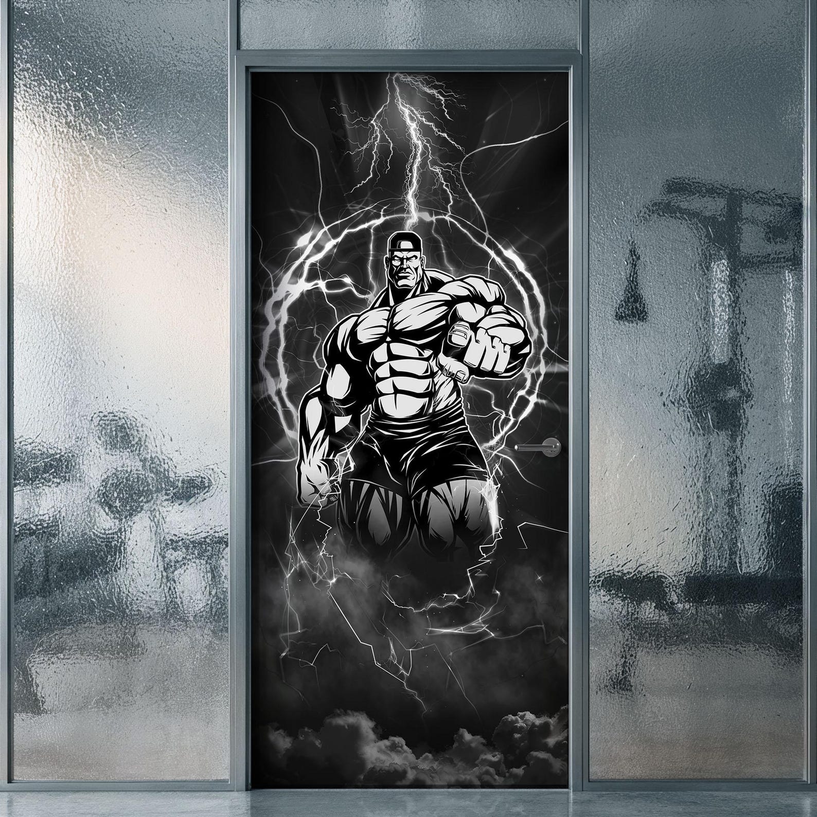 Home Gym Door Wrap Motivational Workout Room Decal Skin