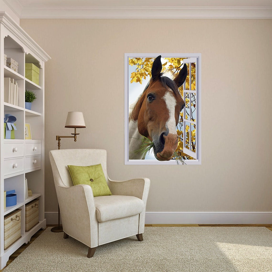 Horse in window wall decal