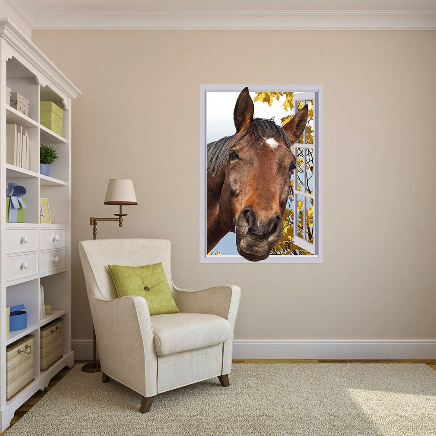 Horse in window wall decal