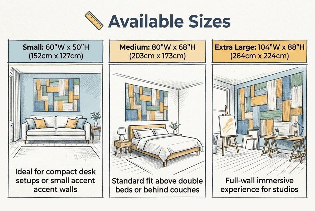 Infographic - Available sizes for tapestries