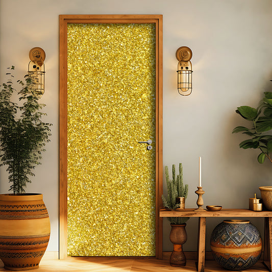Door sticker with gold glittery pattern