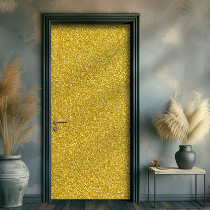 Decorative interior with a golden door sticker
