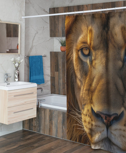 Lion Head Shower Curtain. Wild Predator Muzzle 71"W×74"H (180x188cm)