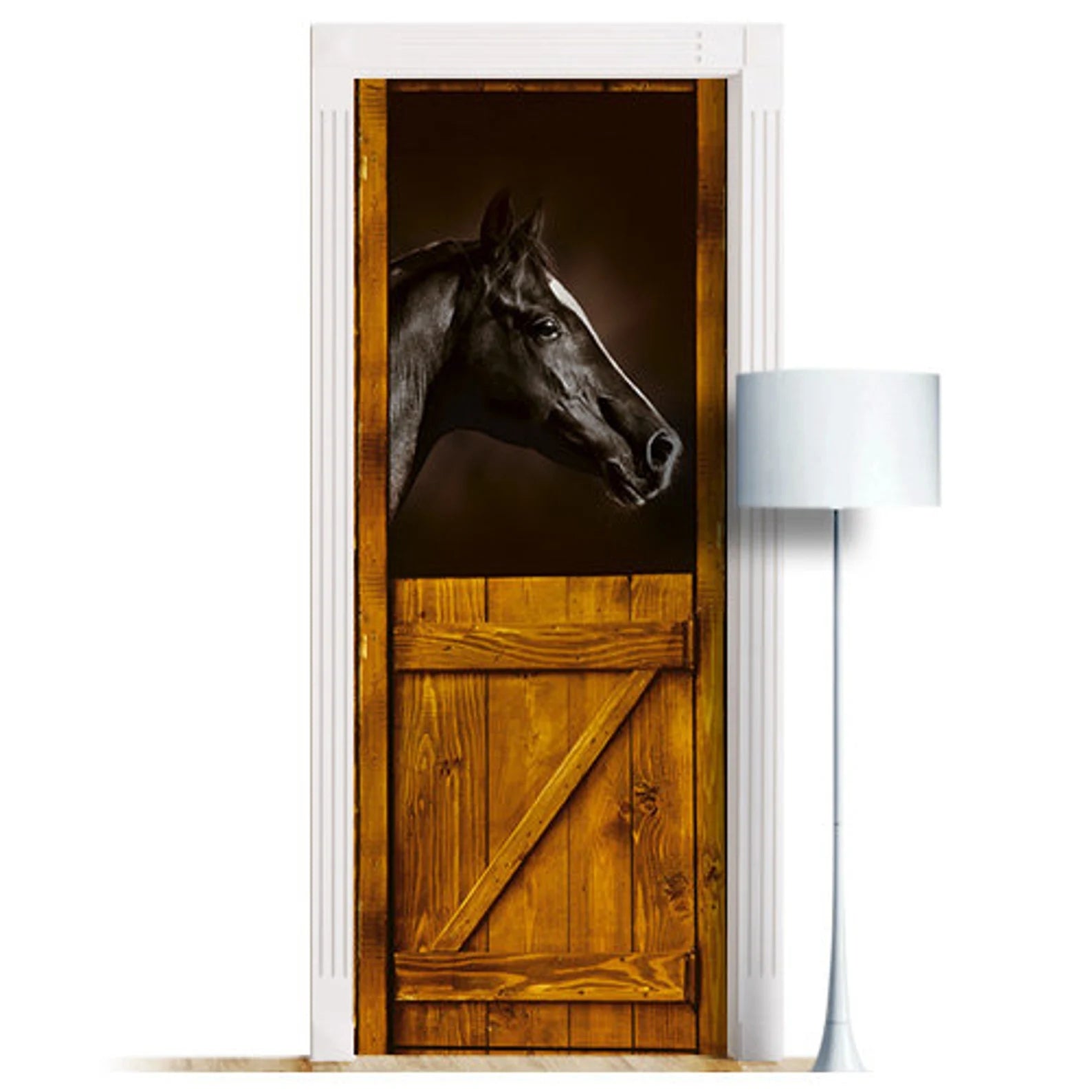 Black Horse Door mural - Farm Stall, self-adhesive, single piece ...