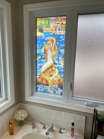 Stained glass mermaid window