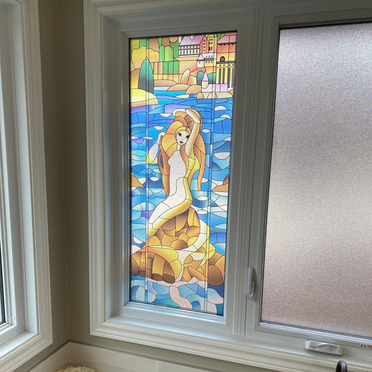 Stained glass mermaid window