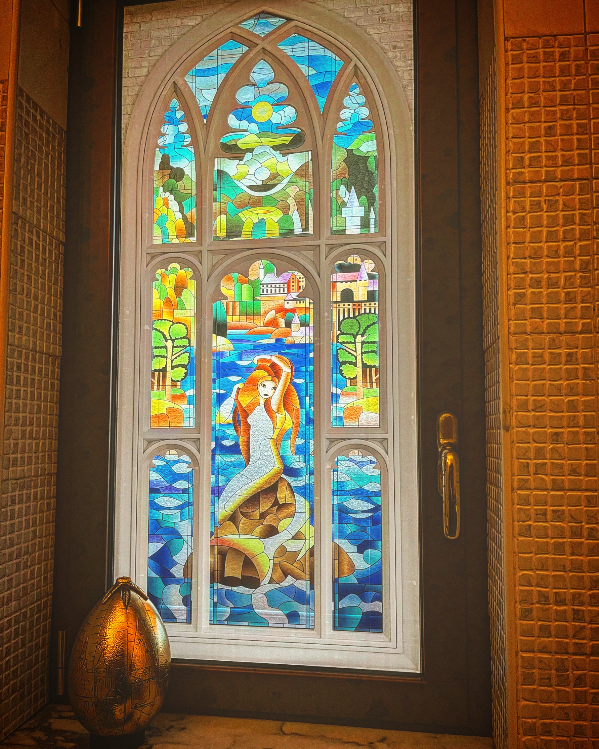 Magic Mermaid stained glass window door sticker mural