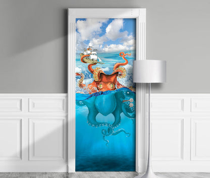 Underwater mural for nursery - interior door wrap