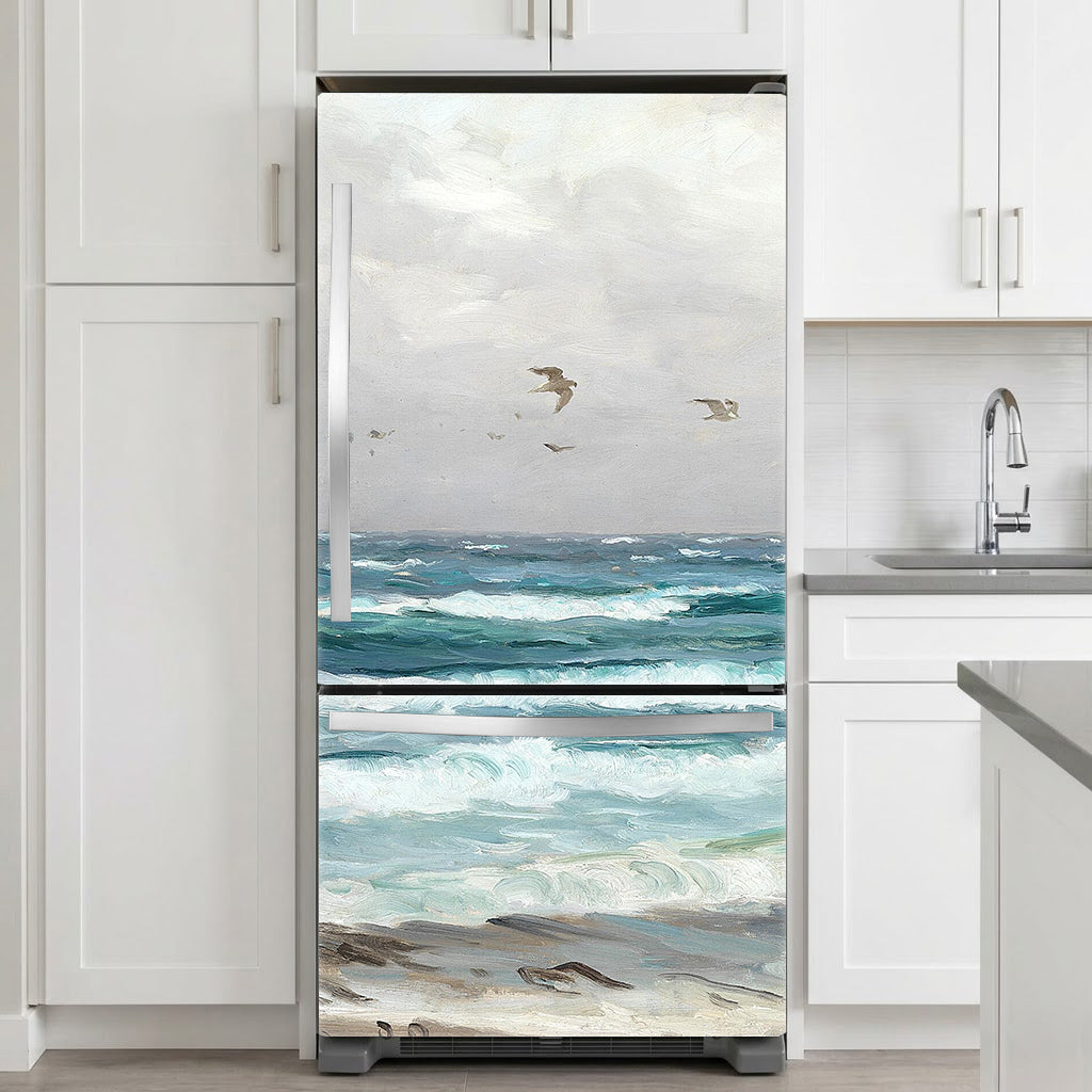 Muted Fridge skin with a beach scene