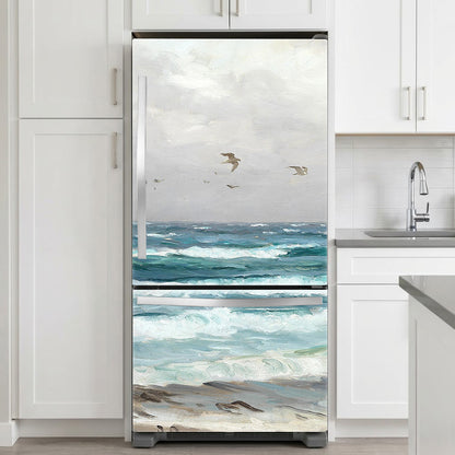 Muted Fridge skin with a beach scene