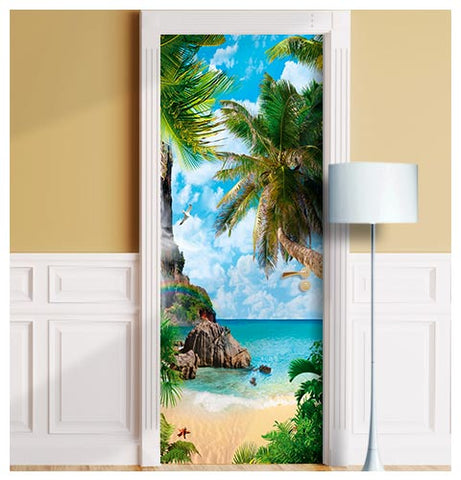 Ocean Beach door sticker mural