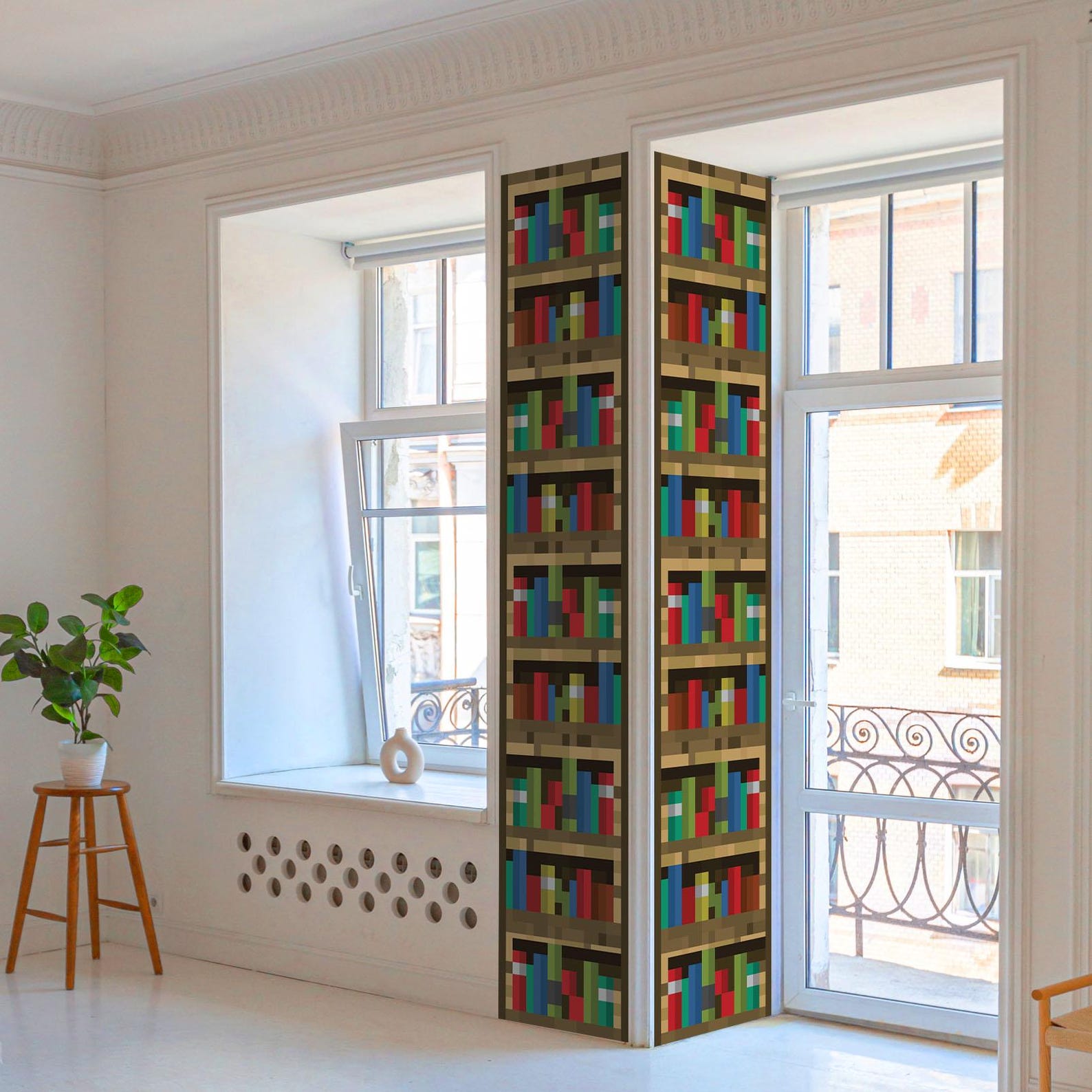 3D visual illusion of a retro video game library