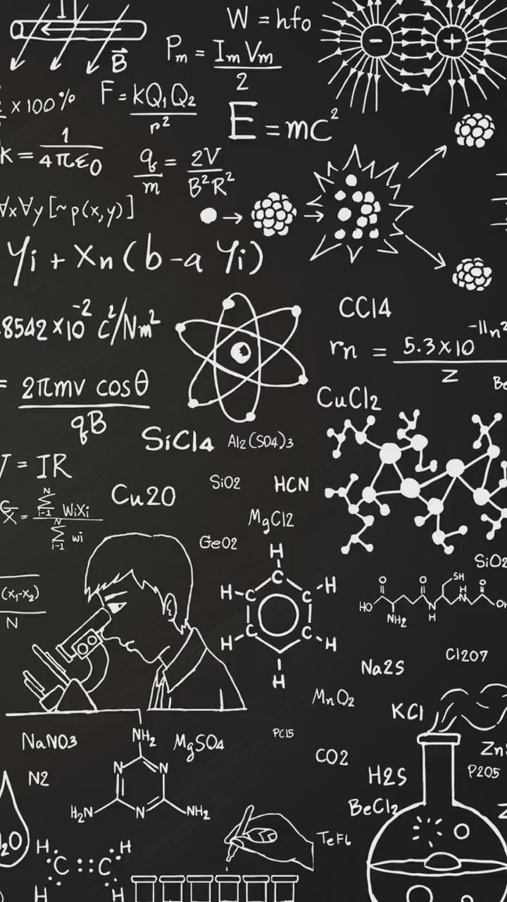 Educational Door Wrap Hand Drawn Chemistry Formula Decal Skin