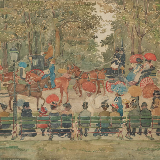 Maurice Prendergast 1901 Central Park landscape mural formatted 60x60 above wainscoting