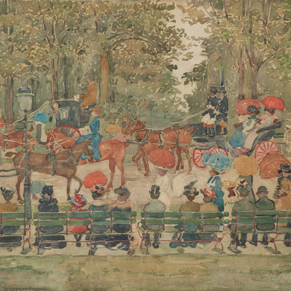 Maurice Prendergast 1901 Central Park landscape mural formatted 60x60 above wainscoting