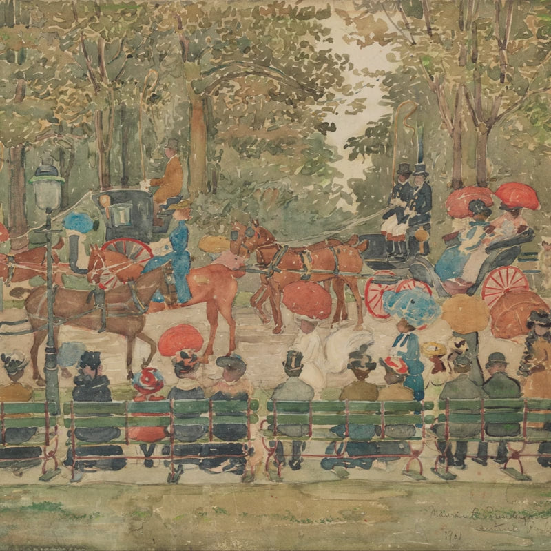 Maurice Prendergast 1901 Central Park landscape mural formatted 60x60 above wainscoting