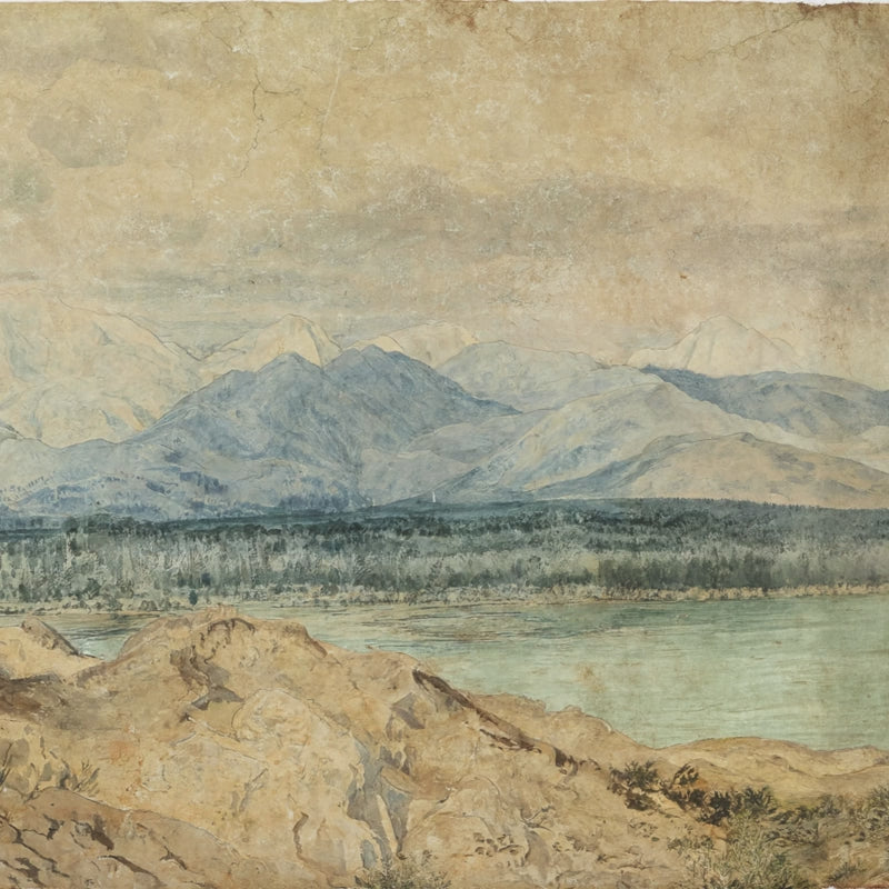 19th century fine art Italian mountain watercolor reproduction wall mural