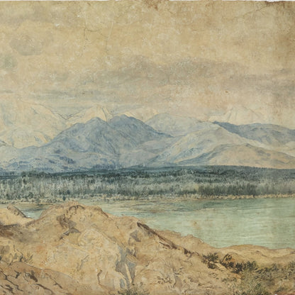19th century fine art Italian mountain watercolor reproduction wall mural
