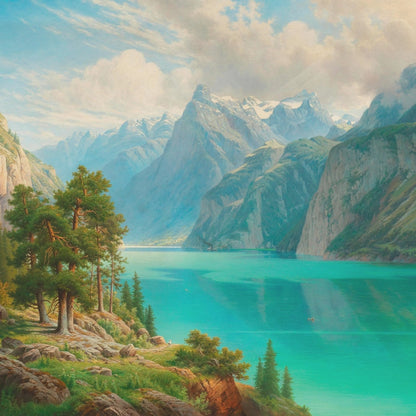 Close-up texture of peel and stick self-adhesive vinyl wall mural with vivid historical oil painting details.