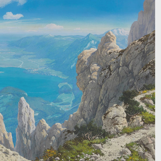 Early 20th century vintage mountain canyon landscape fine art wall mural