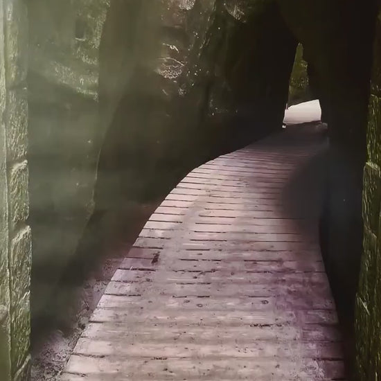 3D Medieval Door Wrap Mossy Stone Archway Path Decal Skin