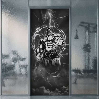 Hardcore Sports Studio Door Sticker Black White Vinyl Wrap