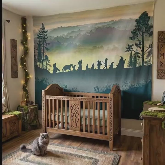 Epic Heroes - Fantasy Saga Fabric Mural. Tolkien-esque Art