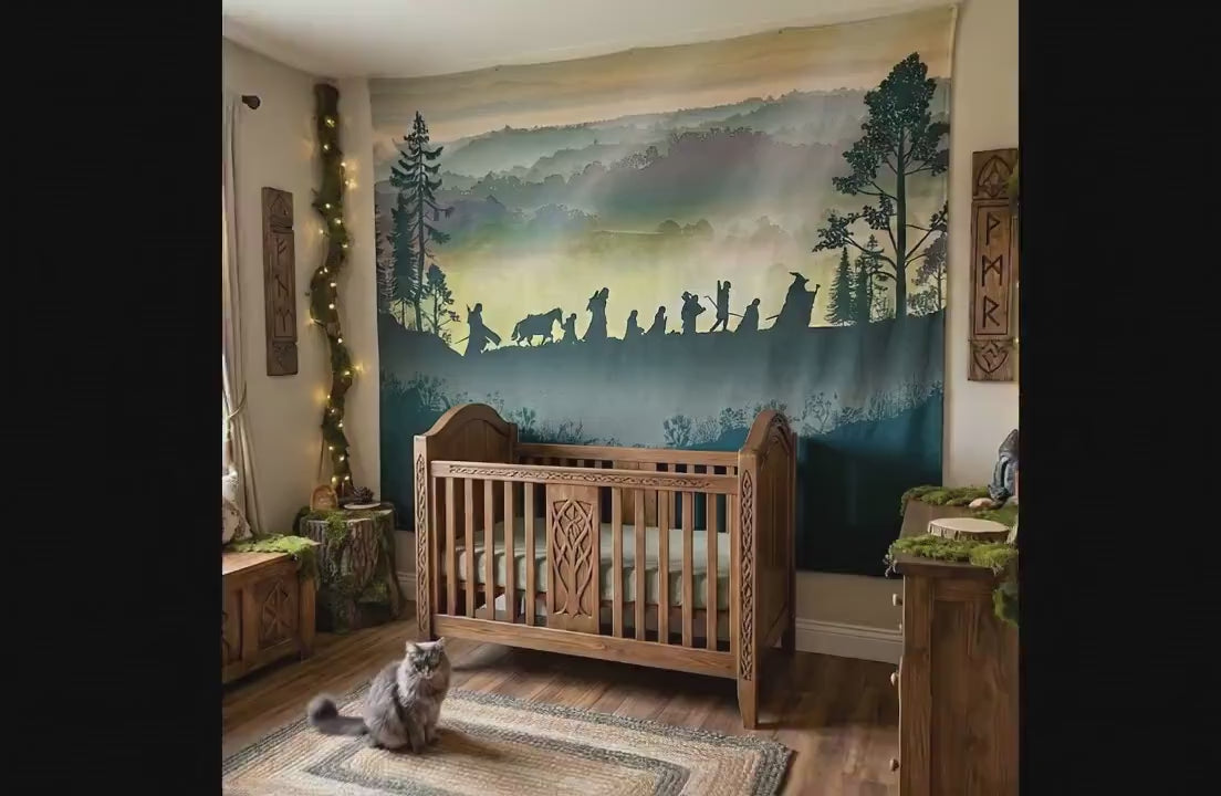 Epic Heroes - Fantasy Saga Fabric Mural. Tolkien-esque Art