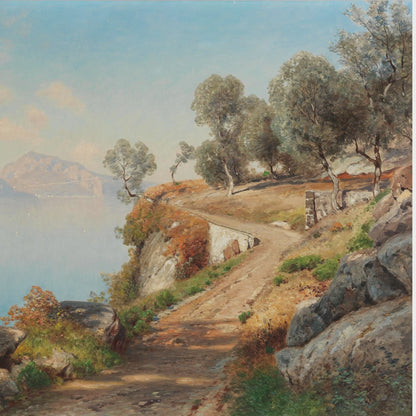 Non woven traditional wall mural showing distant Mediterranean cliffs and sea horizon