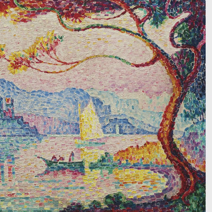 ⛵ Premium waterproof Antibes harbor mural by Paul Signac. 60x60 square crop ideal for powder room walls above wainscoting. Durable laminated vinyl! 🌊