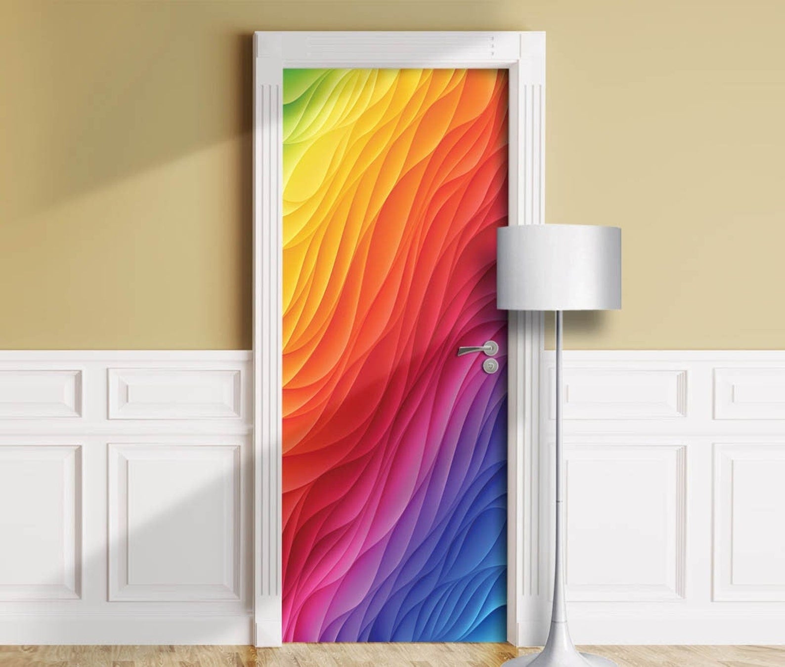 Rainbow glass door wrap