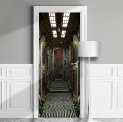 3D Bulkhead Hatch Door Wrap Industrial Cyberpunk Decal Skin