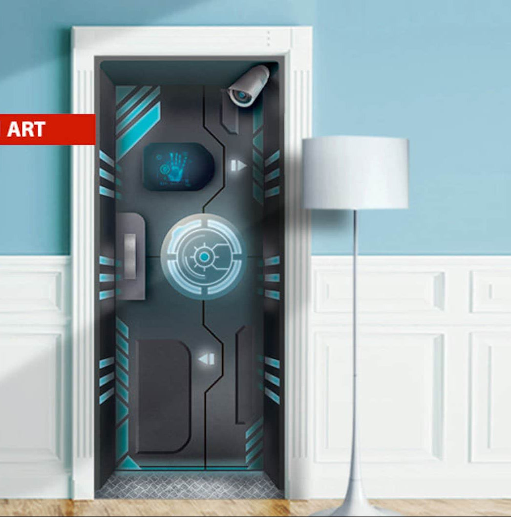 Cyberpunk Pressure Hatch Door Wrap Neon Security Cam Skin