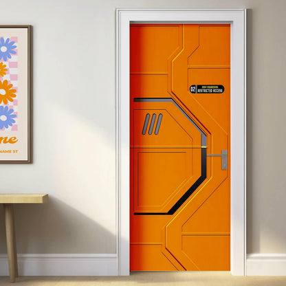 Orange Bulkhead Hatch Door Wrap Restricted Access Tech Skin