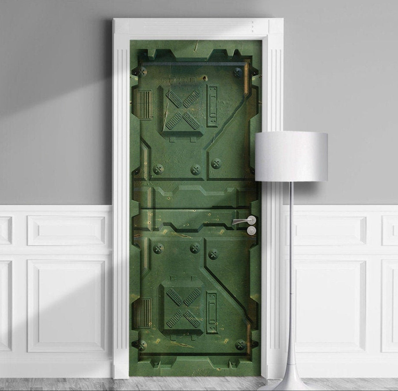 Post-Apocalyptic Door Sticker Grungy Steel Bunker Gate
