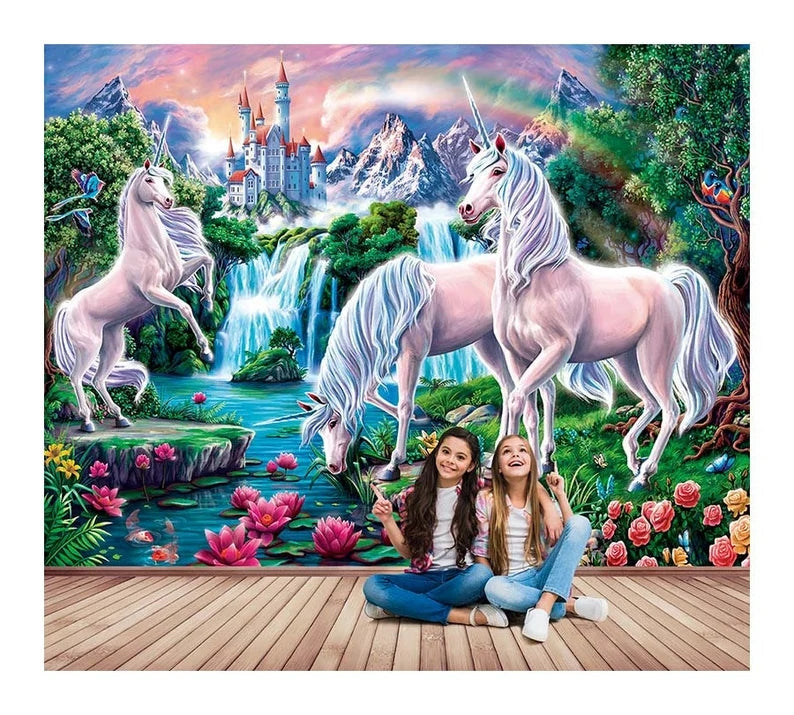 Fantasy Unicorns And Castle Wall Mural