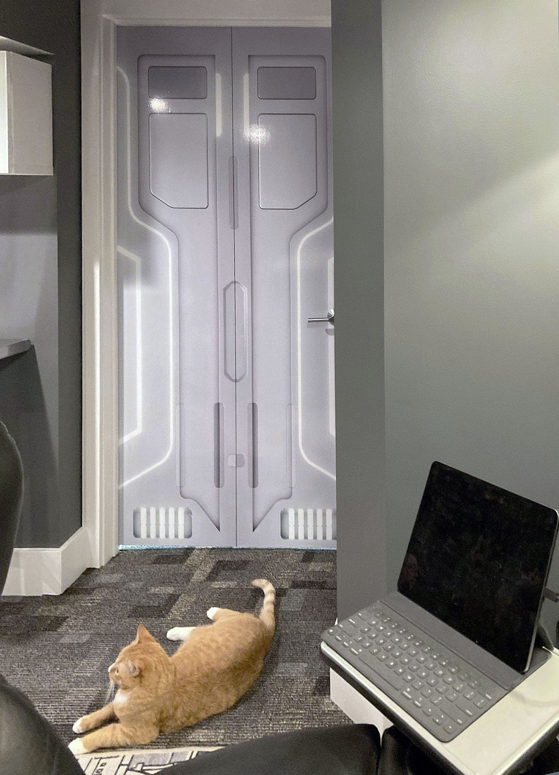 Sci-Fi Spaceship Door Wrap Peel and Stick 3D Airlock Mural