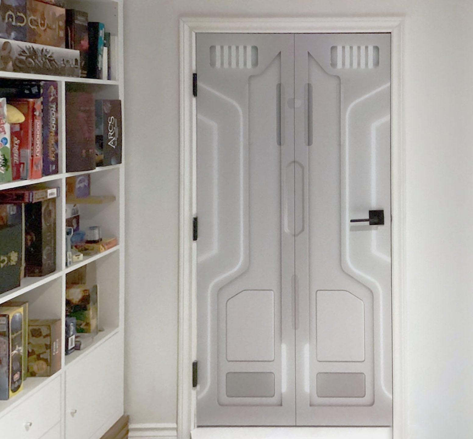 Cyberpunk Door Wrap Futuristic White Starship Decal Skin
