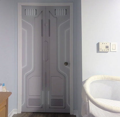 Space Station Door Sticker Luminous Tech Corridor Vinyl Wrap