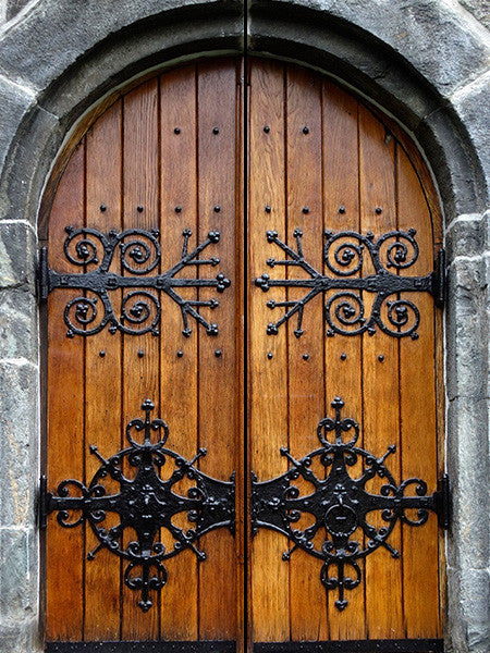 Medieval Castle double doors. Peel and stick mural.