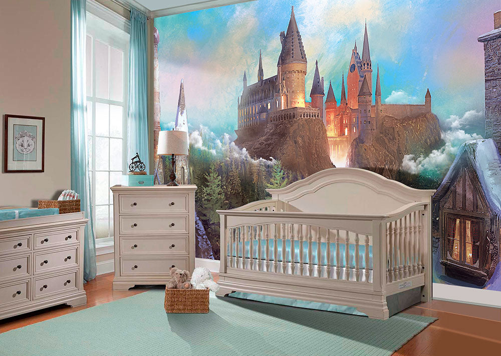 Wizards Castle - Wall mural, nursery removable decal. Size: 91inches (height) by 114inches (width).