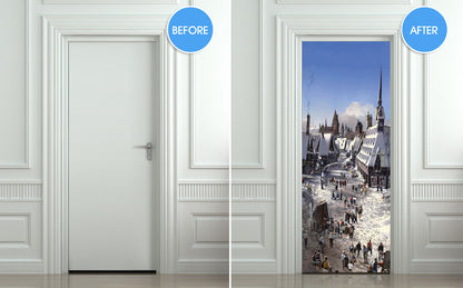 Magic world, Potter door sticker mural 30"x80" (77x203cm), self-adhesive, single piece